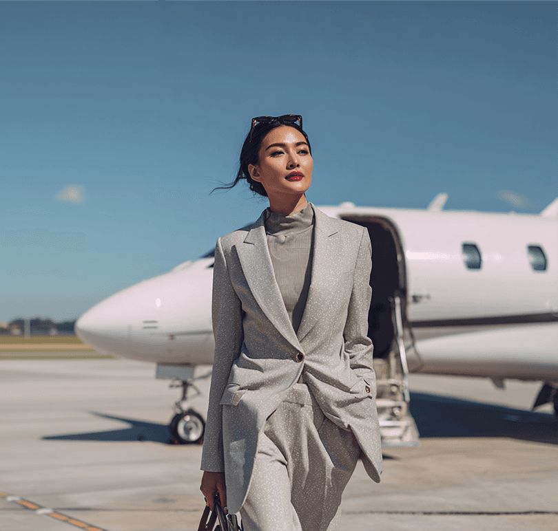 Lady with private jet